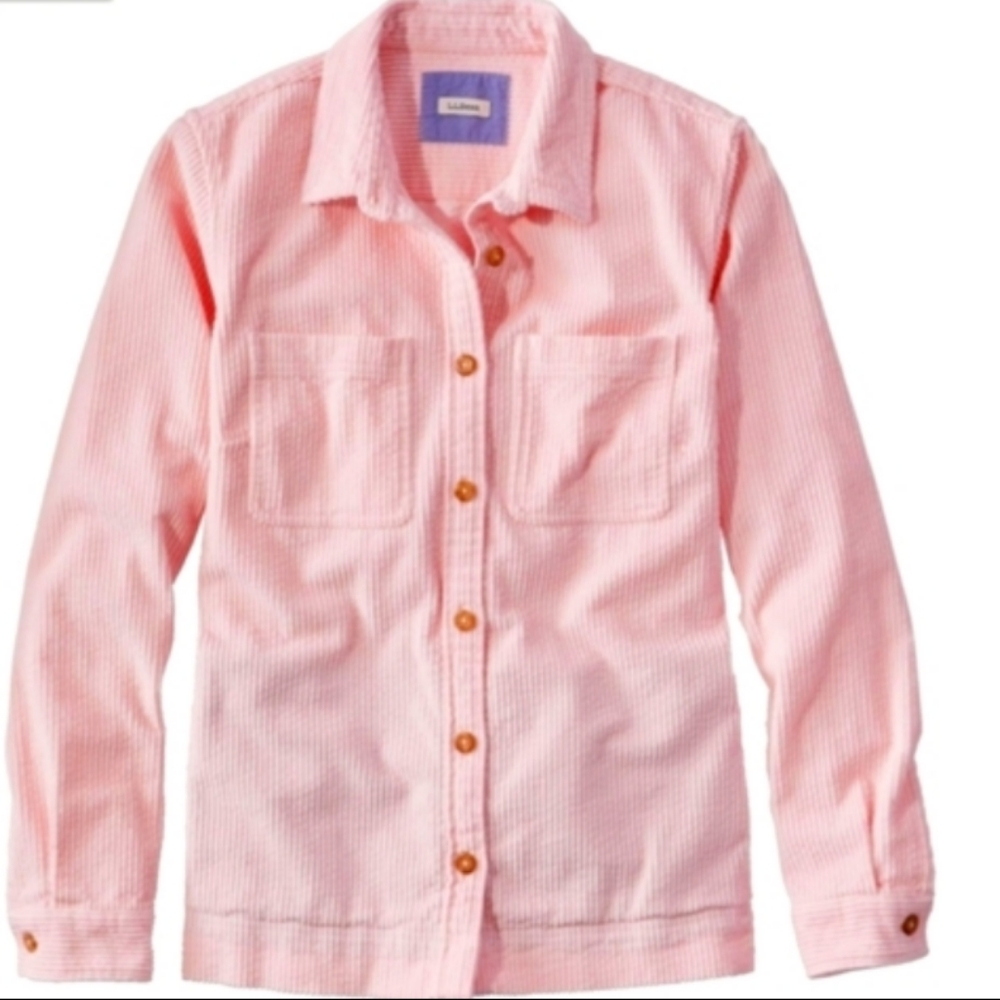 LL Bean soft pink deep corduroy shirt. (M)